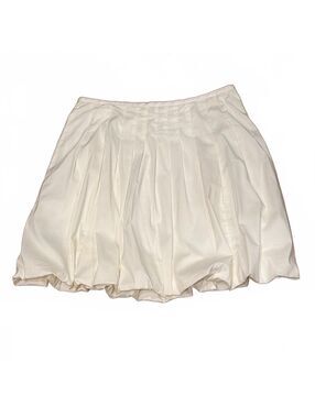 BCBGMAXAZRIA 12 White Bubble Skirt Knee length Pleated Luxury Wedding Party